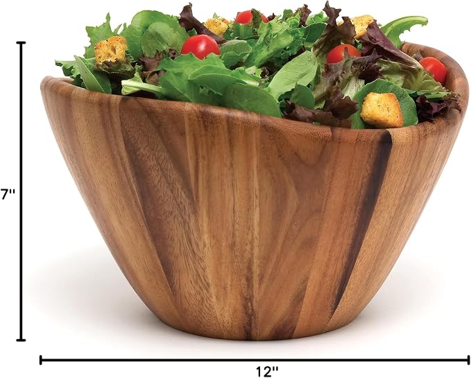 Lipper International 1174-7 Acacia Wave Bowl Set with Servers