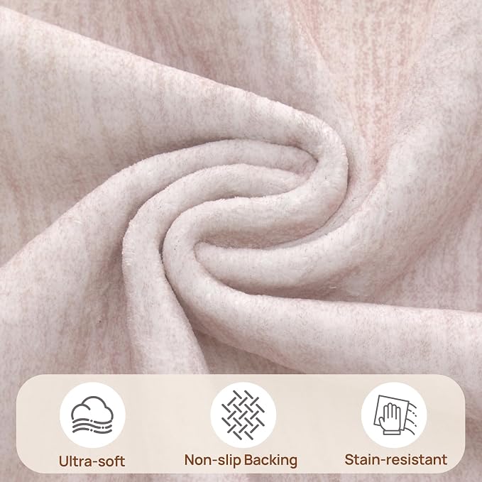 UERMEI 6x9 Washable Area Rug - Neutral Modern Abstract Living Room Rugs, Non-Slip Soft Large Indoor Floor Carpet for Bedroom Home Office & Under Dining Table Decor, Soft Pink