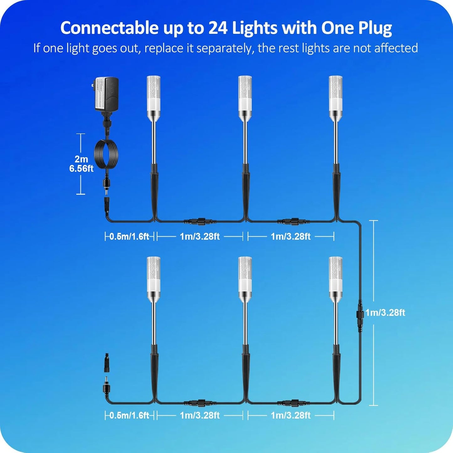 Pathway Lights Outdoor,12V Low Voltage Landscape Lighting, 6 Pack 570 Lumen Bright LED Path Lights, IP65 Waterproof Extendable Garden Lights for Yard Walkway Patio Lawn, 6000K