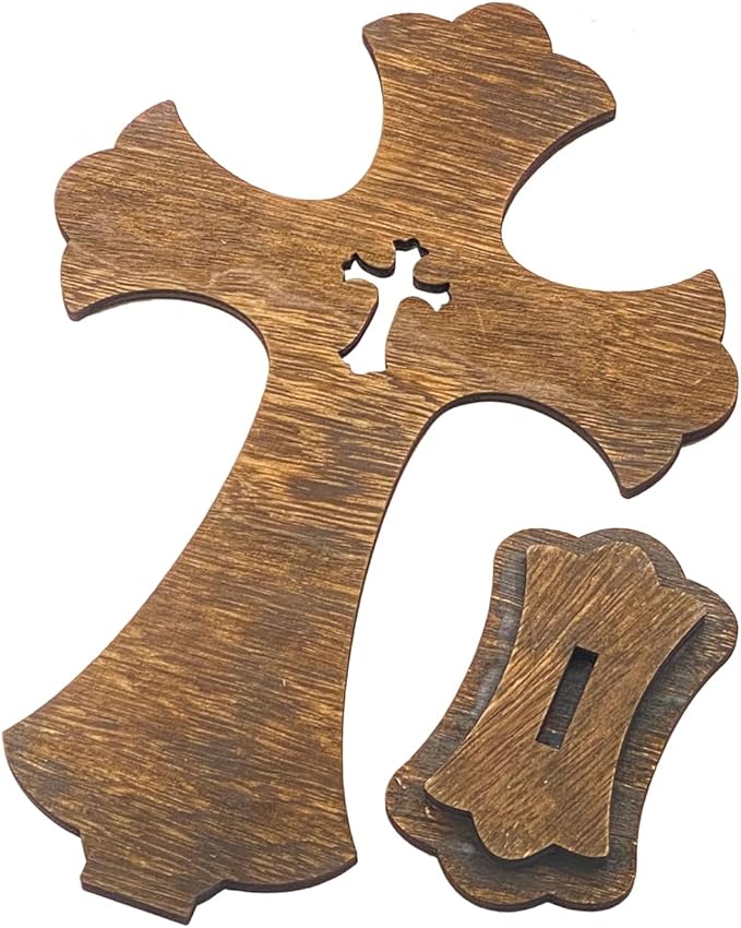 12 Inch 12 Pack Brown Wood Crosses Torched Wooden Tabletop Cross Rustic Standing Cross for Baptism Centerpieces Home Church Decor Prayer Gifts