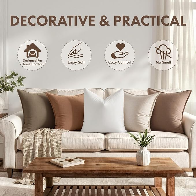 MIULEE 20x20 Synthetic Down Alternative Pillow Insert Decorative Throw Pillow 20 x 20 Inch Body Bed Sleeping Ultra Soft Fluffy Form for Sofa Couch Bed