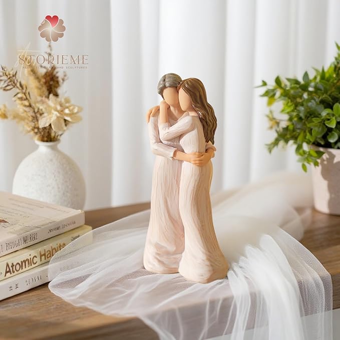 Storieme Sentimental Gifts for Mom from Daughter: Mother Daughter Hugging Resin Figurines Sculpture - Mom's Gift for Birthday Mother's Day Christmas Home Decor