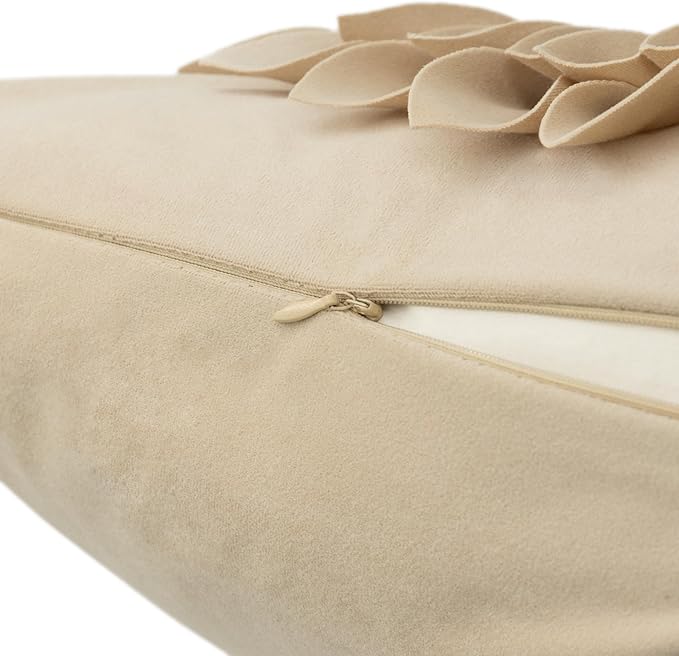 OiseauVoler 3D Sunflower Throw Pillow Cover Decorative Handmade Pillowcase Cushion Cover Case for Home Sofa Bed Living Room Decor 18x18 Inch Tan
