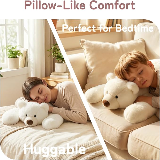 Niuniu Daddy Weighted Polar Bear Stuffed Animals for Kids & Adults, 24" | 5lb Large Weighted Plushies Pillow for Sleeping and Calming, Cute Lying Plush Toy Huggable Gift for Everyday Comfort