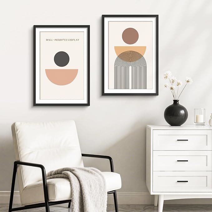 Picrit 13x19 Poster Frame Set of 12, Display Pictures 11 x 17 with Mat or 13 x 19 without Mat, Black Wall Gallery Photo Frames Display for Home Decor
