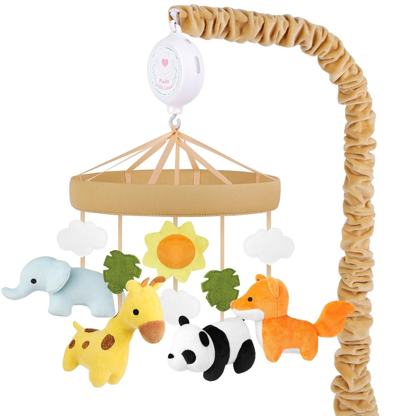Animals Crib Mobile - Safari Baby Mobile for Crib with 12 Lullabies for Boys & Girls, Musical Baby Mobile for New Borns, Nursery Mobiles, Fits Standard Cribs