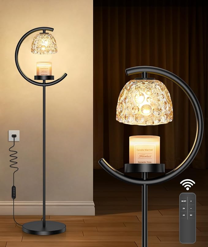 seenlast Candle Warmer Floor Lamp with Timer and Dimmer | Standing Electric Wax Melt Warmer for Home Decor, Living Room & Bedroom | Birthday Gifts for Women, Mom & Girlfriend