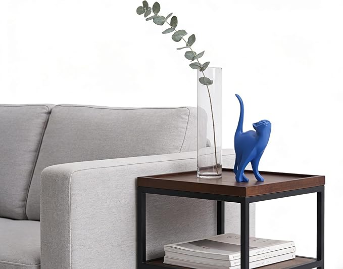 Blue Cat Statue Modern Abstract, Home Office Shelf Decor, 7-Inch Vibrant Assorted Colors, Easy to Match Any Decor Style