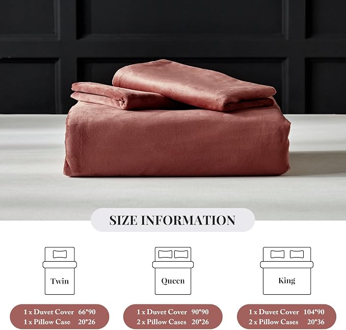 WARMDERN Blush Pink Flannel Velvet Duvet Cover Queen Size Duvet Cover Bedding Sets, 3pcs Ultra Soft Luxury Textured Modern Crystal Velvet Duvet Covers with Zipper Closure(Blush Pink, Queen)