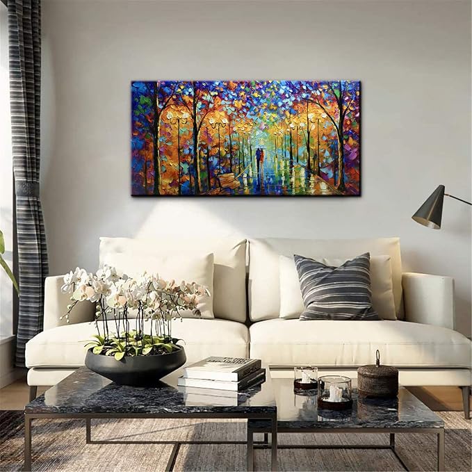 Tyed Art- Large Wall Art,Hand Painted Wall Art Landscape Oil Painting ,Wall Art for Living Room, Bedroom Office Wall Decor, Modern Textured Wall Art, Colorful Abstract Artwork Picture, Modern canvas Wall Art 60 by30 inch