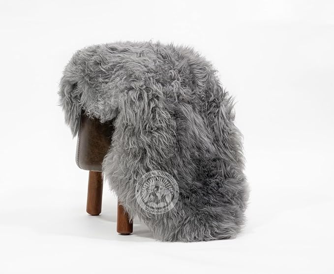 Sunshine Cowhides Sheepskin Rug - 100% Genuine Sheepskin Chair Throw Cover & Area Rugs for Living Room, Bedroom, Office Floor & Bathroom, Premium Decor for Aesthetic Living (Gray)