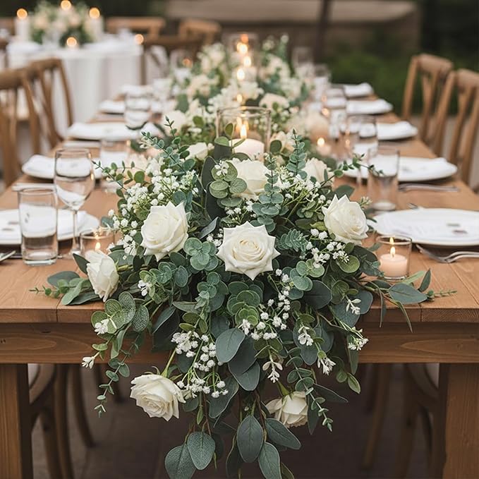 240 Pcs 5 Mixed Eucalyptus Greenery Stems Artificial Baby Breath Flowers Bulk Eucalyptus Leaves Bundle Faux for DIY Wedding Decoration Bouquets Home Arrangement Floral Vase Decor