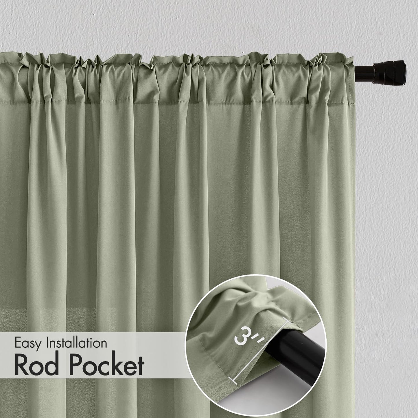 MIULEE Sage Green Privacy Sheer Curtains That Let Light in 84 Inches Long Non-See-Through Semi Sheer Curtain Light Filtering Window Curtains Drapes for Living Room Bedroom 2 Panels Set 42 X 84