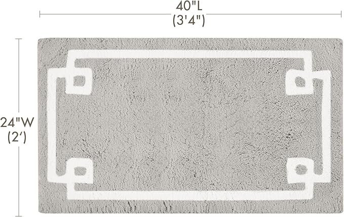 Madison Park Evan 100% Cotton Bathroom Rug Non Slip Backing-Luxrurious Tufted Plush Bath Mat Absorbent, Quick Dry, Spa Design Shower Room Décor, 24x40, Grey