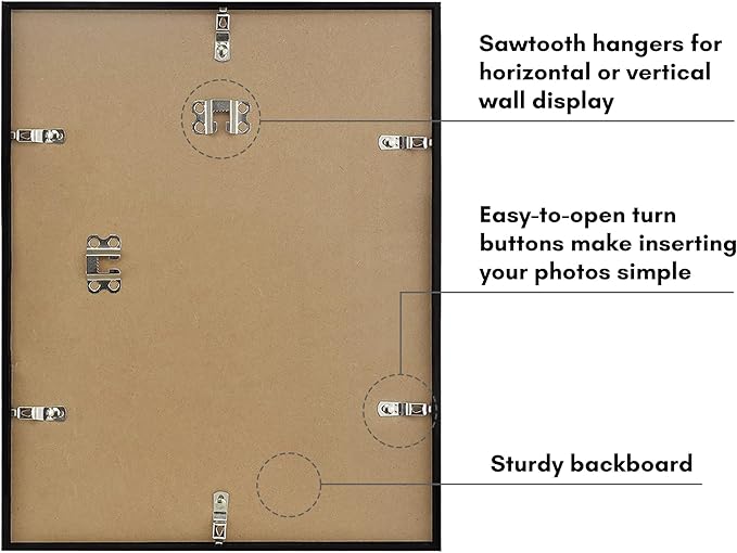 Americanflat 11x14 Picture Frame with Shatter-Resistant Glass - Streamline Collection - Thin Border Picture Frame for Wall Display - Hanging Hardware Included - Black
