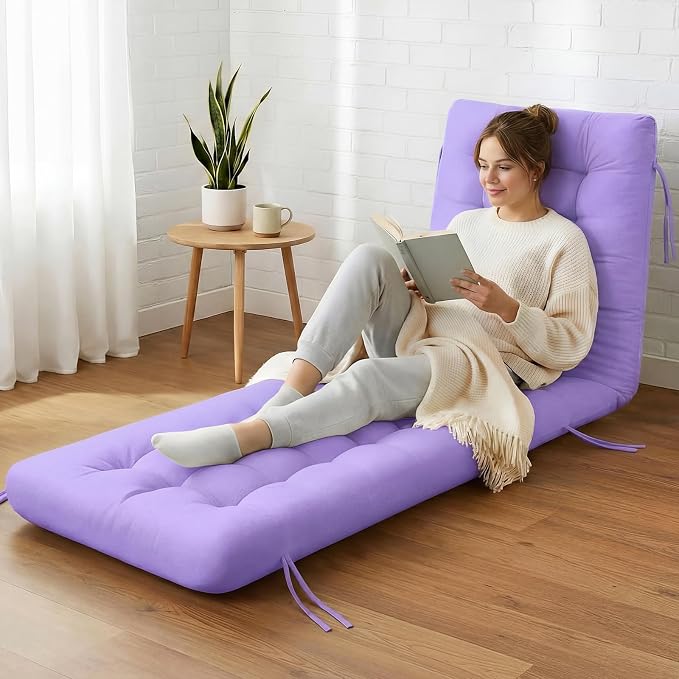 Vercraft Long Floor Cushion Large Floor Cushion with Brushed Cotton 74.8 x 27.5 x 3.15 in Jumbo Lounger Pillow for Outdoor Indoor Bay Window Meditation Yoga Reading Sleeping(1 Pc,Purple)