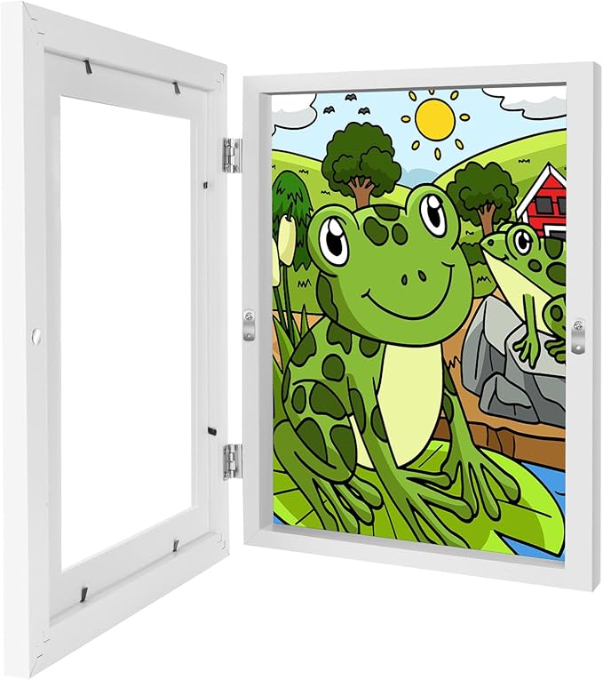1 Pack Kids Art Frames 8.5x11 Inch Kids Artwork Flip Frame Changeable for Picture Display, Children School Drawing Projects Storage, Horizontally Vertically Wall Hanging, Front Opening, White