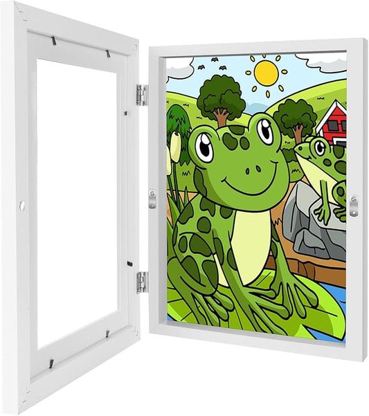 1 Pack Kids Art Frames 8.5x11 Inch Kids Artwork Flip Frame Changeable for Picture Display, Children School Drawing Projects Storage, Horizontally Vertically Wall Hanging, Front Opening, White