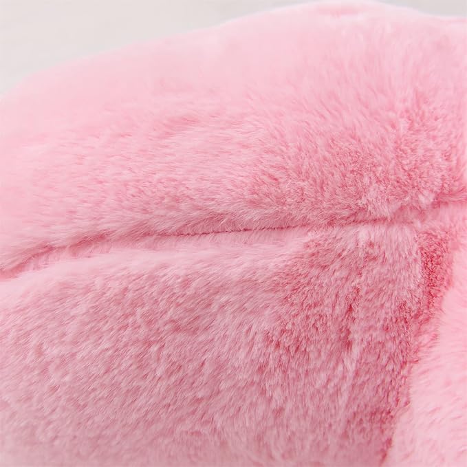 A Nice Night Faux Fur Reading Pillow Bed Wedge Large Adult Children Backrest with Arms Back Support for Sitting Up in Bed/Couch for Bedrest,BabyPink