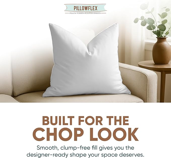 Pillowflex Synthetic Down Alternative Pillow Inserts for Shams - Comfy Pillows for Sleeping, Perfect Pillow & Best Sleeping Pillows, Handmade Down Alternative Throw Pillow Inserts - (26x26 Set of 2)