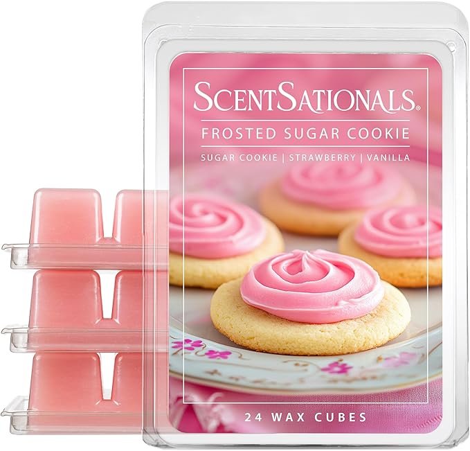 Scentsationals Wax Melts, Wax Cubes Strong Scent - Bakery Collection 2 Frosted Sugar Cookie - Long Lasting Scented Wax Melts for Warmer, 10oz (24-Cubes)