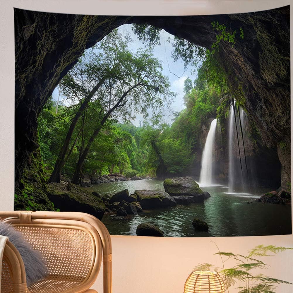 Llamazing Forest Tapestry - Home Decor Landscape for Living Room & Bedroom - Magic Tapestry Curtain (Waterfall, 90.5''L70.8''W) XGXL