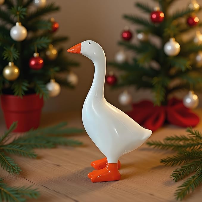 7 Inch Desk Goose Statue – Cute Resin Desktop Goose Figurine for Desk Decor, for Holidays and Housewarming