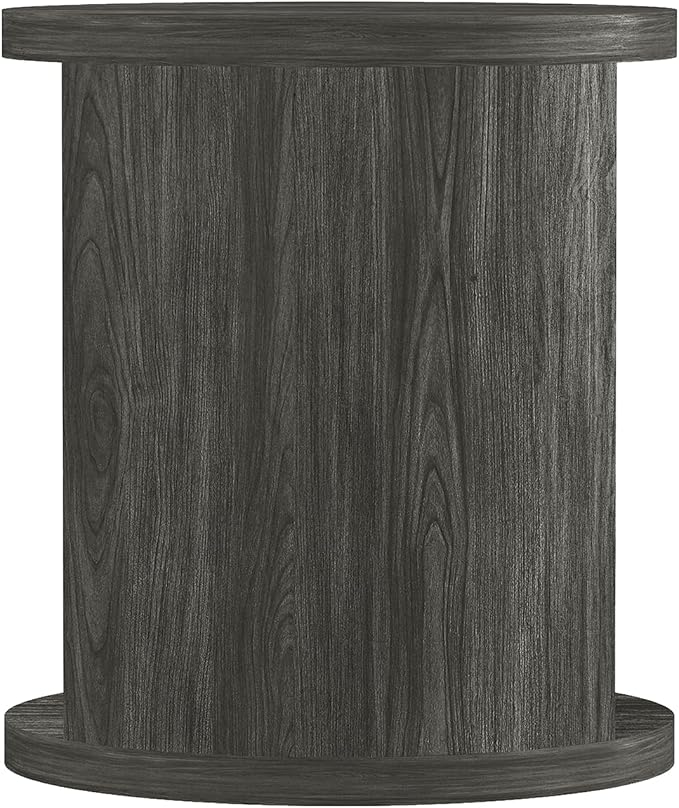 Manhattan Comfort Alure 20" Round End Table, Modern Accent Side Table with Open Storage, Elegant Wood Grain Design, Compact Living Room Furniture, Charcoal