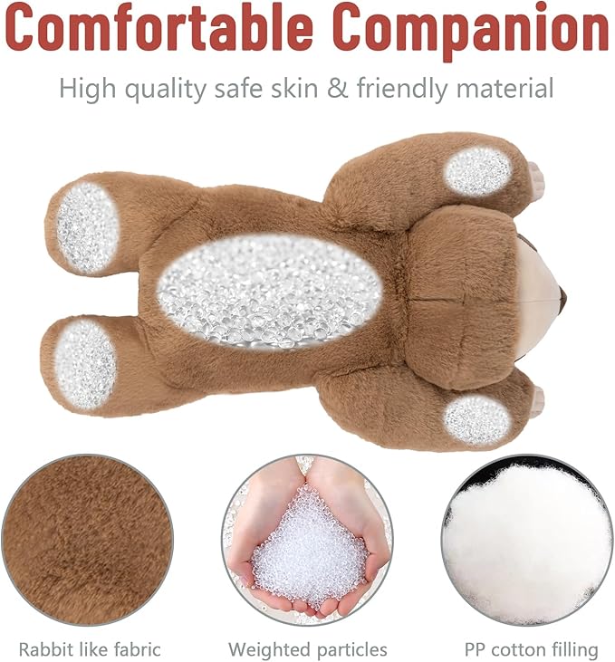 Niuniu Daddy Weighted Sloth Stuffed Animals for Anxiety, Large Plush Animal Pillow Kids Adults, 20in Cute Plushies Toy as Gifts Presents Christmas Birthday, Brown, SET-Above 3lb