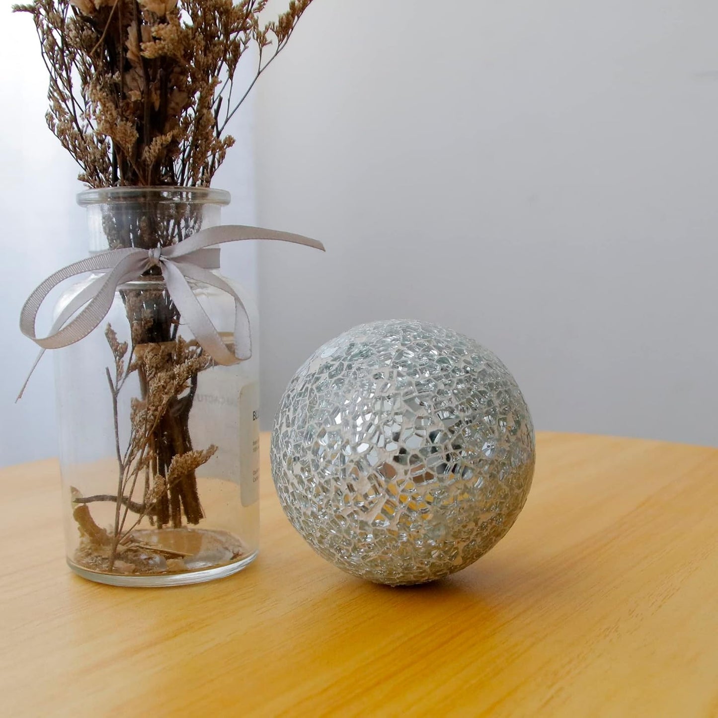 6pcs Decorative Balls for Centerpiece Bowls - 8cm/3.15in Silver Mosaic Glass Orbs Decoration Ball Mirror Glass Ball Fillers for Bowl Tables Wedding Party