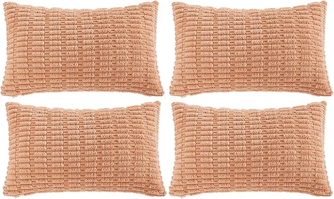 Fancy Homi 4 Packs Decorative Throw Pillow Covers for Living Room Couch Bed, Modern Farmhouse Boho Home Décor Accent Cushion Case, 24" x 16" (Pack of 4), Peach