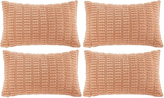 Fancy Homi 4 Packs Decorative Throw Pillow Covers for Living Room Couch Bed, Modern Farmhouse Boho Home Décor Accent Cushion Case, 24" x 16" (Pack of 4), Peach