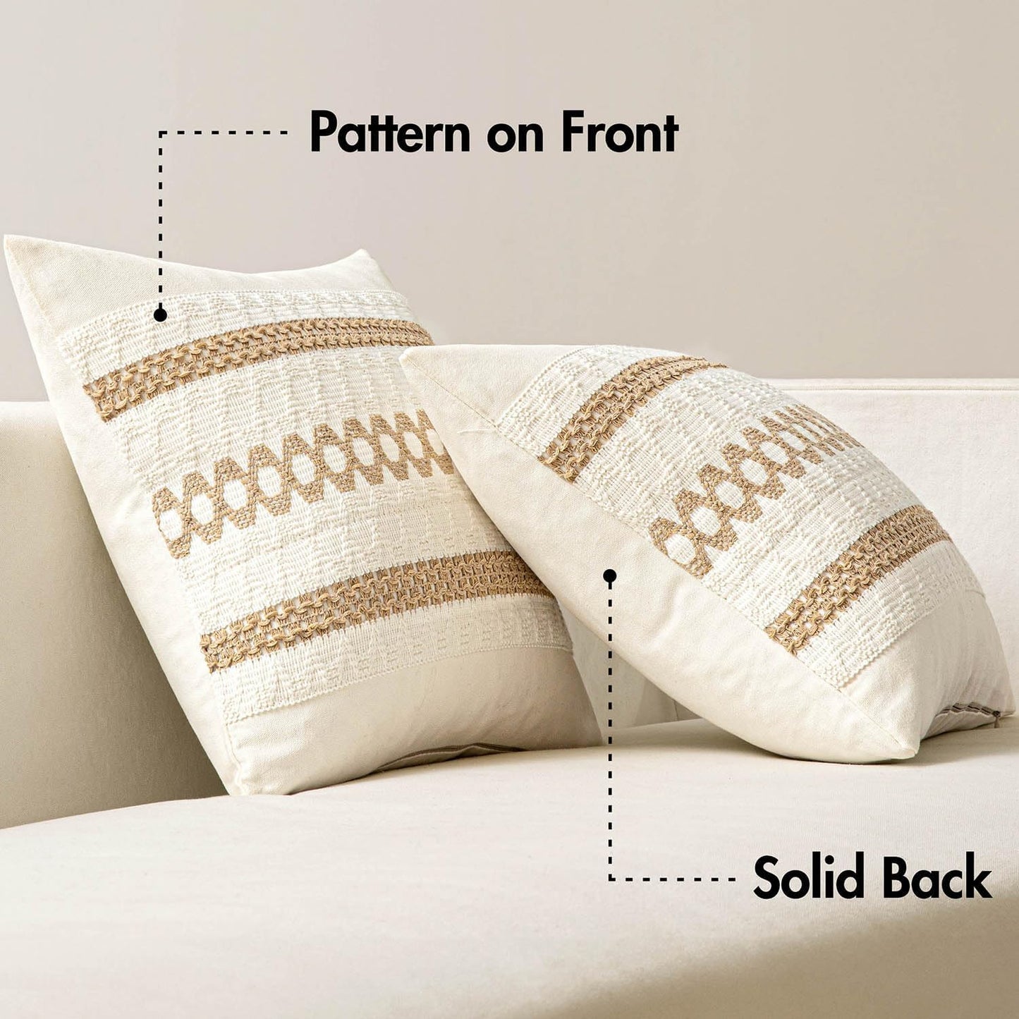 MIULEE Set of 2 Neutral Boho Decorative Pillow Covers 20x20 Inch Farmhouse Rustic Couch Throw Pillows Modern Spring Cotton Cushion Covers Retro Cute Macrame Woven Home Decor for Bed Sofa Chair