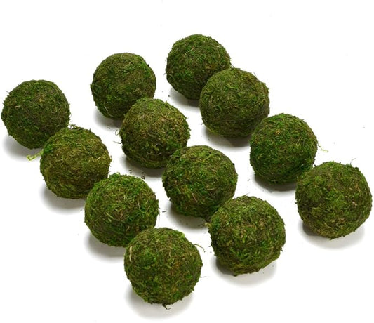 BYHER Natural Green Moss Decorative Ball,Handmade (2"-Set of 12)