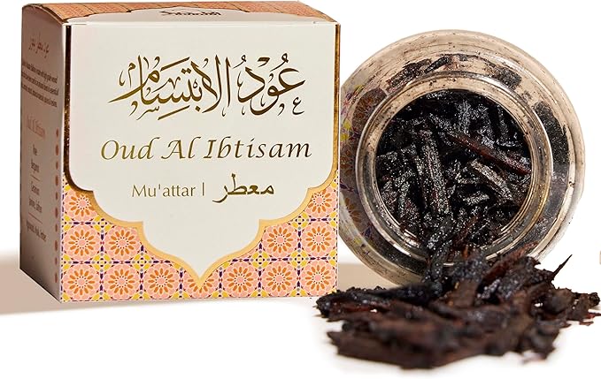 Oud Al Ibtisam Muattar Bakhoor by Dukhni | 1 jar X 40 Grams | Arabic Bakhoor Incense | Aromatic Wood Chips | Warm Floral Oud Blend | Perfect for Prayer Time | Ramadan & Eid Gifts