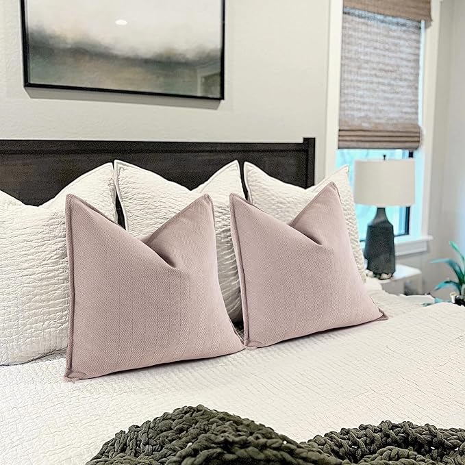 ZWJD Dusty Pink Valentine Pillow Covers 24x24 Set of 2 Chenille Throw Pillow Covers with Elegant Design Soft and Luxurious Decorative Throw Pillows for Couch, Bed, and Home Decor