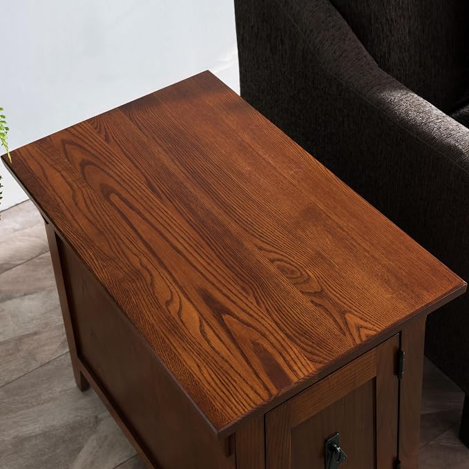 Leick Home 10032-RS Mission Cabinet End Table, Made with Solid Wood, Side Table for Living Room, Bedroom and Printer Stand, Russet Finish