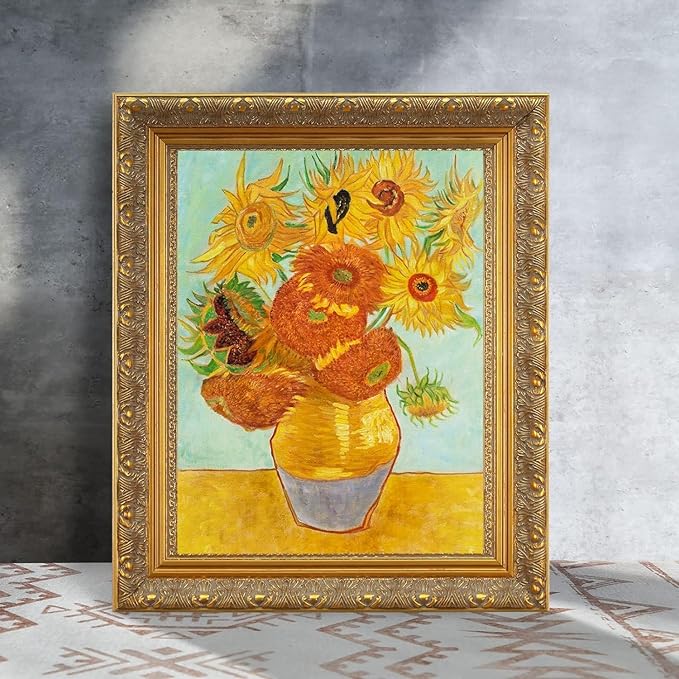 DIY Solid Wood Frame for 30x40 Canvas Oil Paintings, 2.4" Wide Antique Gold Ornate Picture Frame for Landscape Portrait Prints Posters (Empty Frame Only, No Plexiglass & Backing Board)