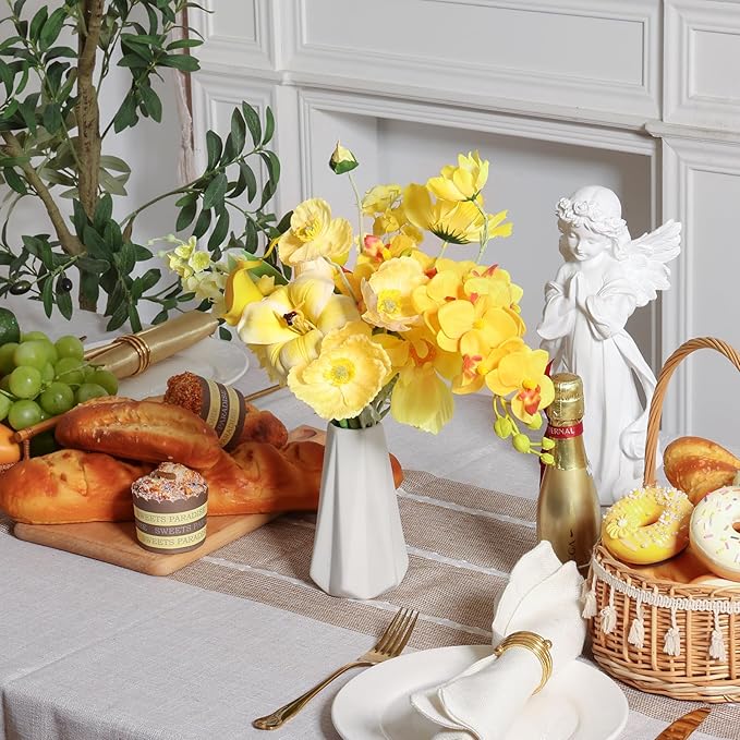 CEWOR Artificial Flowers Fake Flowers for Vase Silk Faux Flowers for Wedding Bouquets Flower Arrangements Floral Table Centerpieces Home Kitchen Garden Party Décor (Yellow)