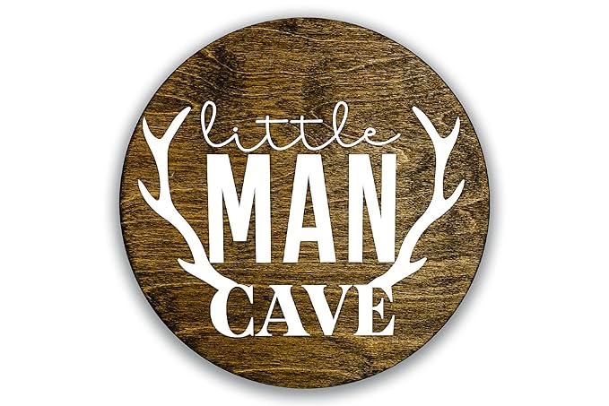 Little Man Cave, 12" Wood Wall Sign for Nursery, Bedroom, Living Room, Rustic Home Decor, Crib Decorations, Woodland Aesthetic, Gift for Newborn Boys, New Mom, Handmade, Hickory Hollow Designs
