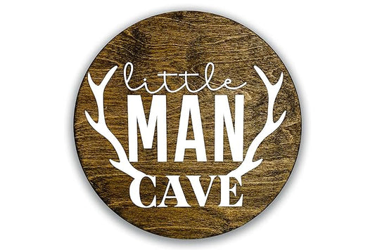 Little Man Cave, 12" Wood Wall Sign for Nursery, Bedroom, Living Room, Rustic Home Decor, Crib Decorations, Woodland Aesthetic, Gift for Newborn Boys, New Mom, Handmade, Hickory Hollow Designs