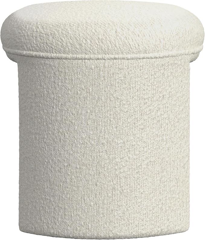 HomePop Quinn Modern Ottoman|Homepop Home Décor|Ottoman for Living Room & Bedroom - Cream White Boucle