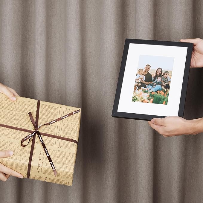 upsimples 8x10 Picture Frame Set of 5, Display Pictures 5x7 with Mat or 8 x 10 Without, Wall Gallery Photo Frames, Black