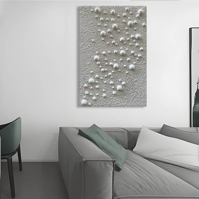 Hand-Painted White Texture Abstract Oil Painting Canvas Wall Art Minimalism Art Painting Bedroom Dining Room Living Room Office Wall Decoration 36x24 inches