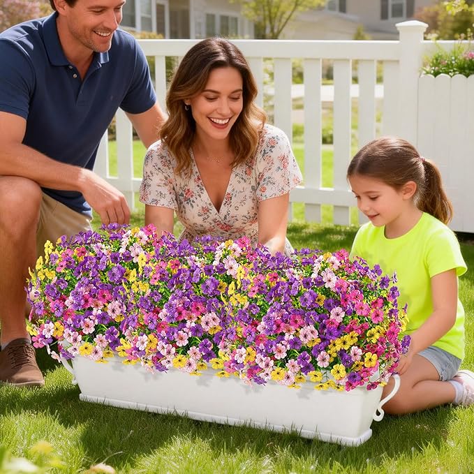 Yastouay 12 Bundles Artificial Flowers for Outdoors, UV Resistant Artificial Outdoor Flowers No Fade Fake Outdoor Flowers Plants for Garden Porch Window Box Farmhouse Pot Planters Decor (Multi ColorA)