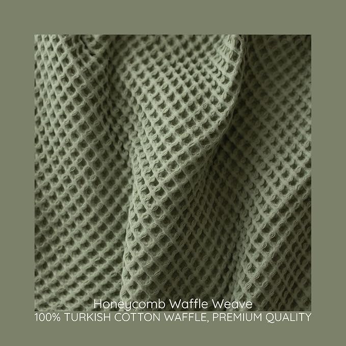 100% Turkish Cotton Waffle Throw Blanket King Size Sage Green - Premium Quality, Light and Airy Waffle All-Season Quilt - Lux Decorative Bedspread (Sage Green, King Size 95" x 110" Inch)