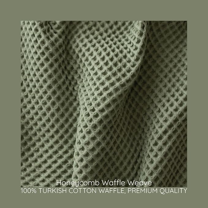 Premium Waffle Throw Blanket California King Size Sage Green - 100% Turkish Cotton, Light and Airy Waffle Weave All-Season Quilt - Luxury Decorative Bedspread (Sage Green, 95" x 126" Inch)