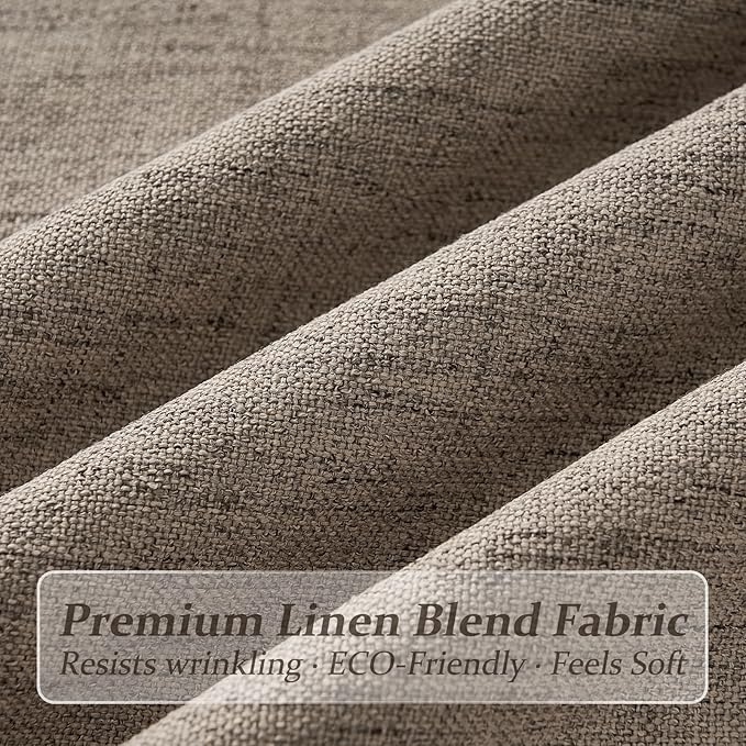 Semi Sheer 102 Inch Extra Long Classroom Curtains 2 Panels Set, Dark Brown Memory Trained Pinch Pleated Flax Linen Light Filtering Privacy Cottage Core Curtain Office Floor to Ceiling Window Drapes