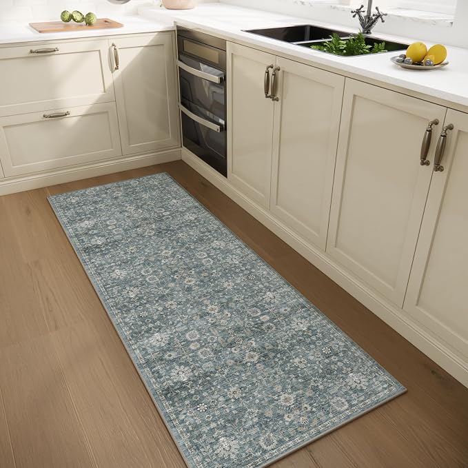 Machine Washable Hallway Runner Rug: 2'x6' Kitchen Rugs Soft Non-Slip Low Pile Vintage Boho Carpet Runners for Indoor Entryway Kitchen Bedside Bedroom Bathroom Farmhouse Decor