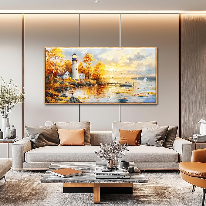 XIGUANGART Beach Wall Art Prints: Modern Large Nautical Coastal Landscape Canvas Bedroom Blue Ocean Picture Relaxing Living Room Sea Scene Painting Horizontal Summer Seascape Artwork Decor 40"L x 20"W